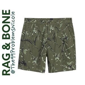 Men's Rag & Bone Camofloral Perry Printed Cotton Ripstop Shorts